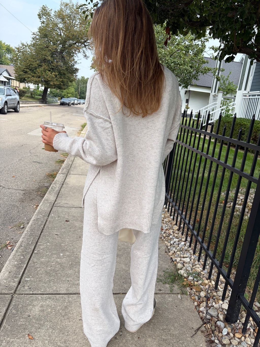 Turtleneck Knit Sweater and Wide Leg Pants Set