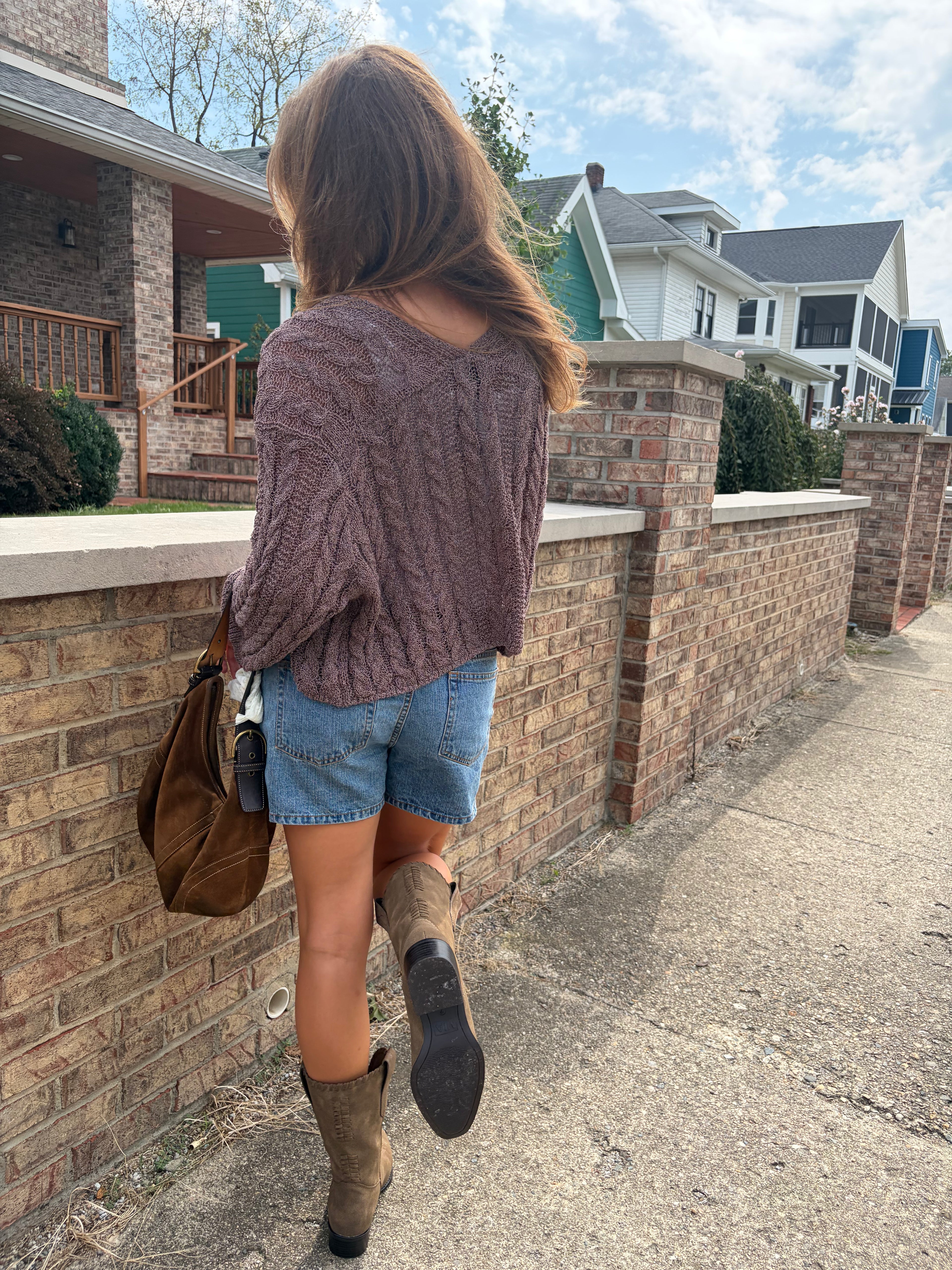 Lightweight Slouchy Cable-Knit Cardigan