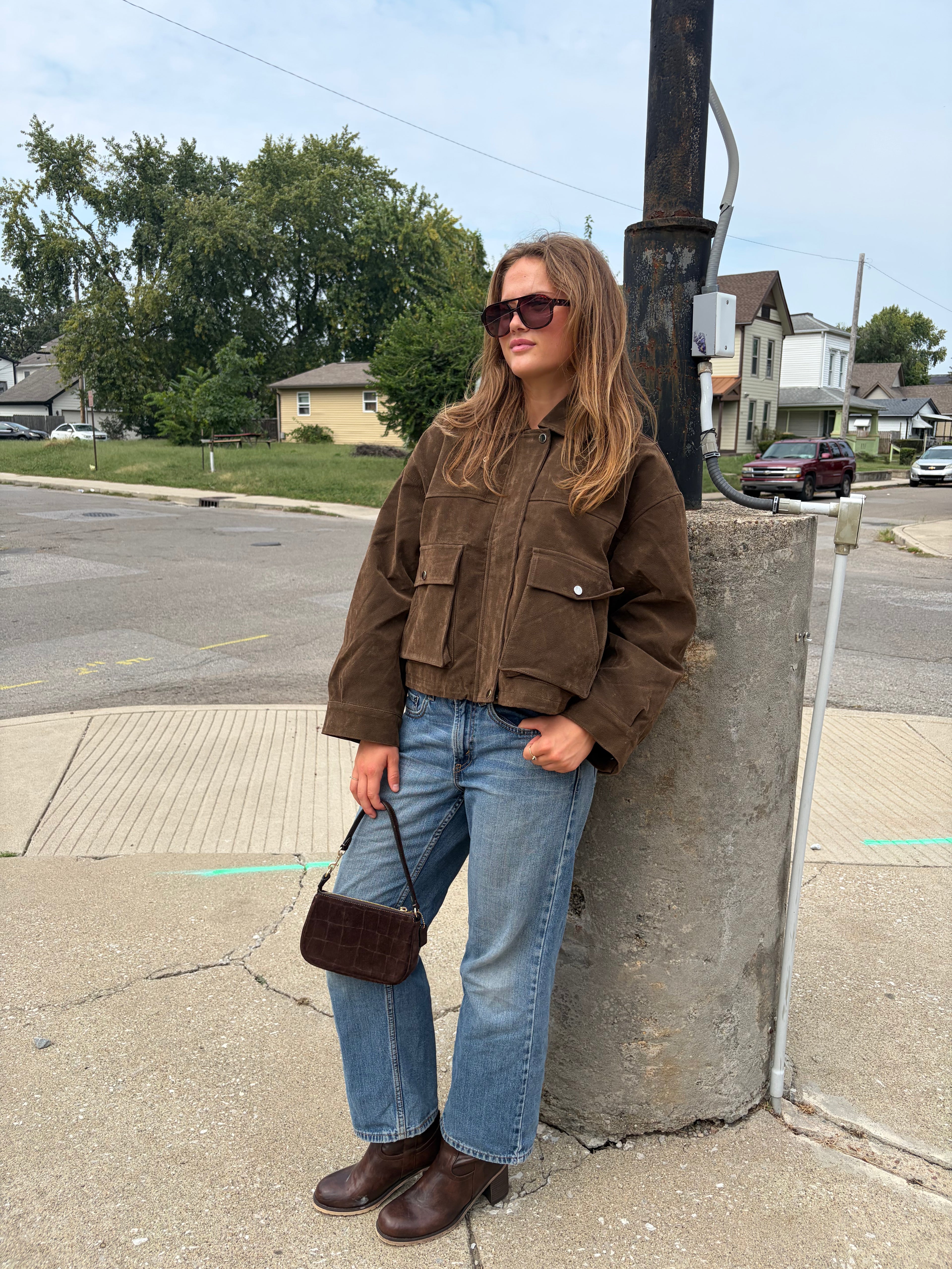 Retro Pure Leather Bomber Jacket