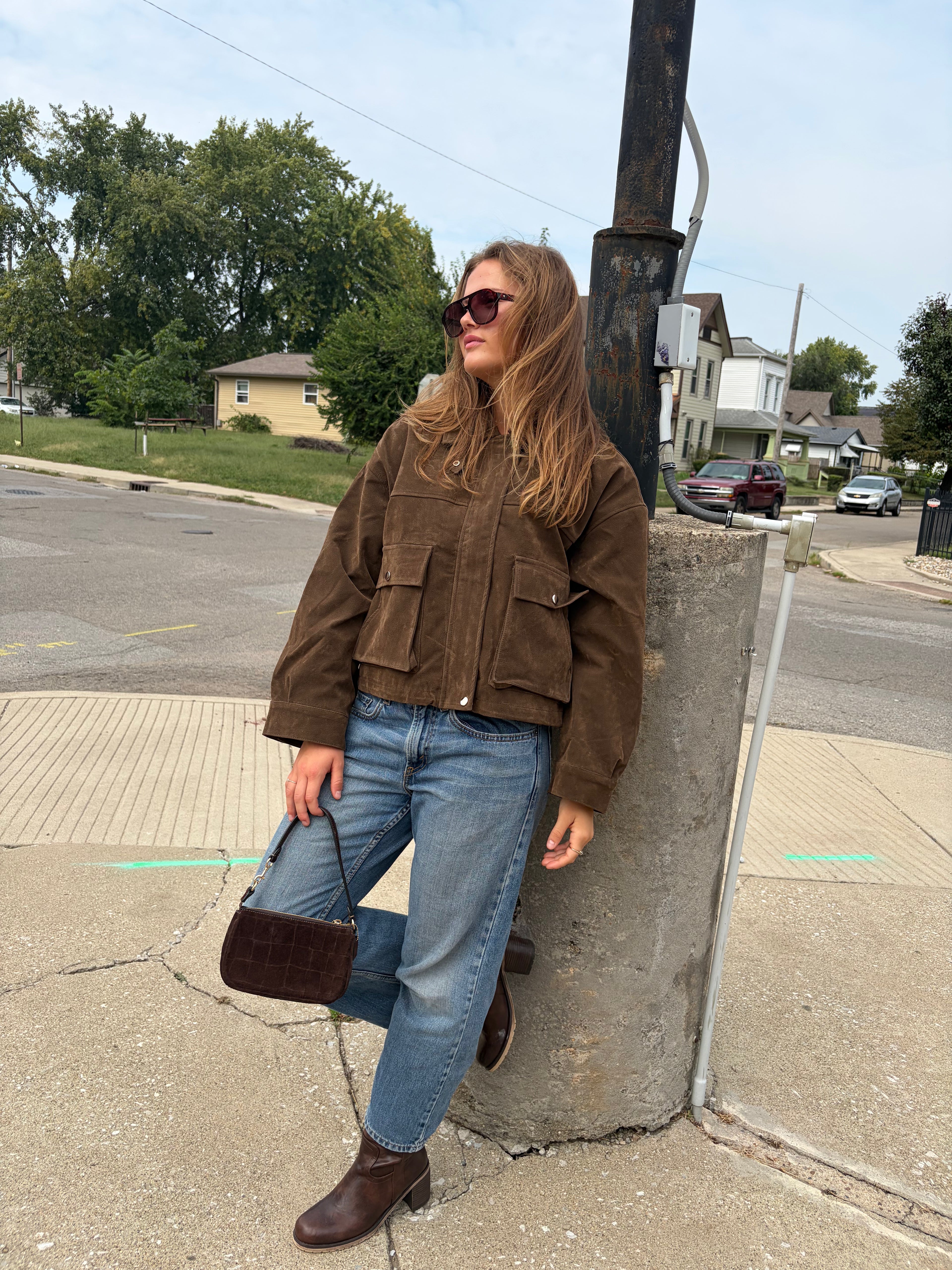 Retro Pure Leather Bomber Jacket